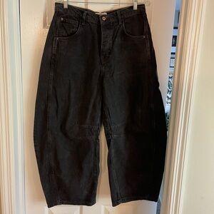 We The Free Good Luck Mid Rise Black Barrel Jeans